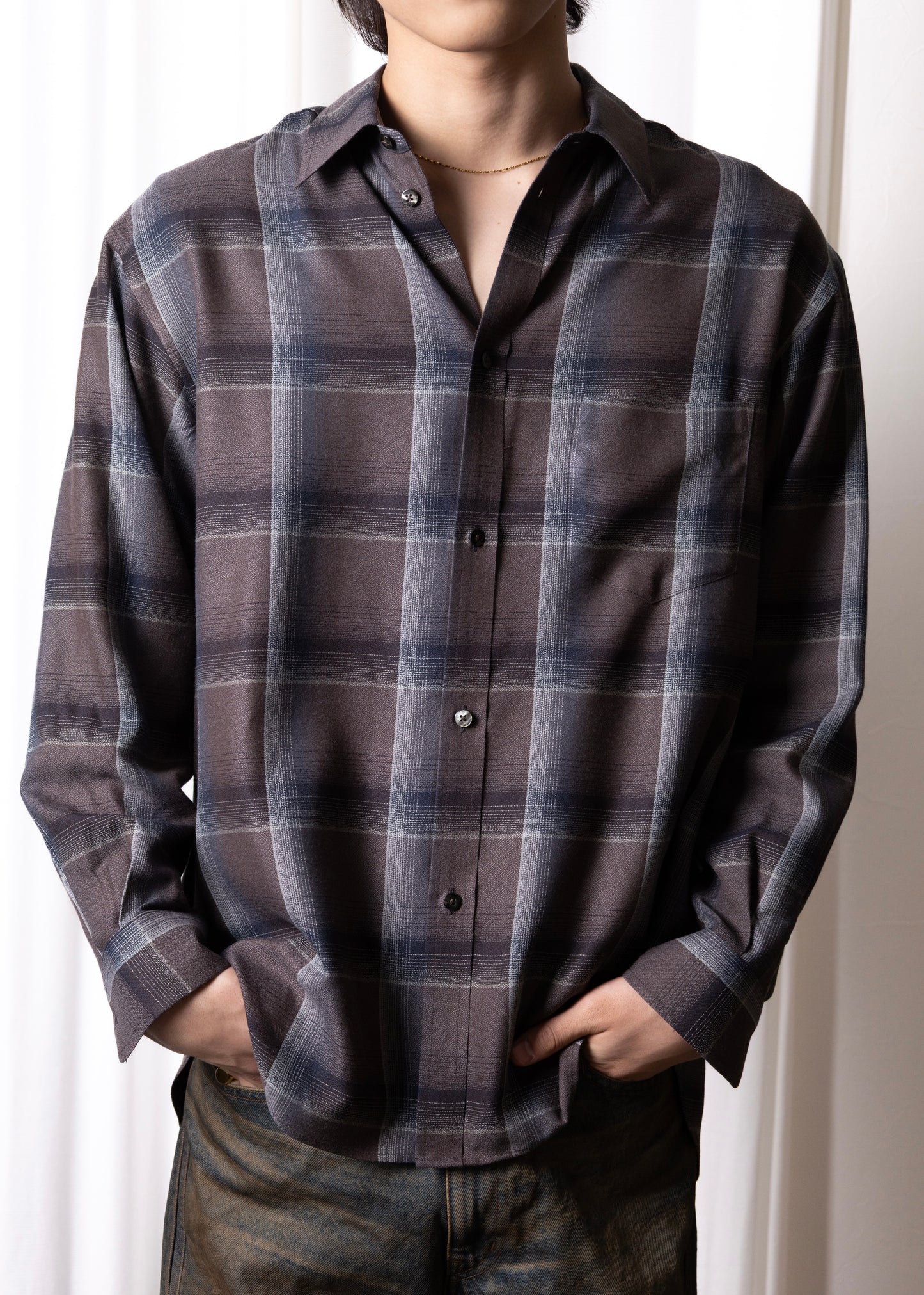 [SUGARHILL] OMBRE PLAID SHIRTS LOOSE FIT