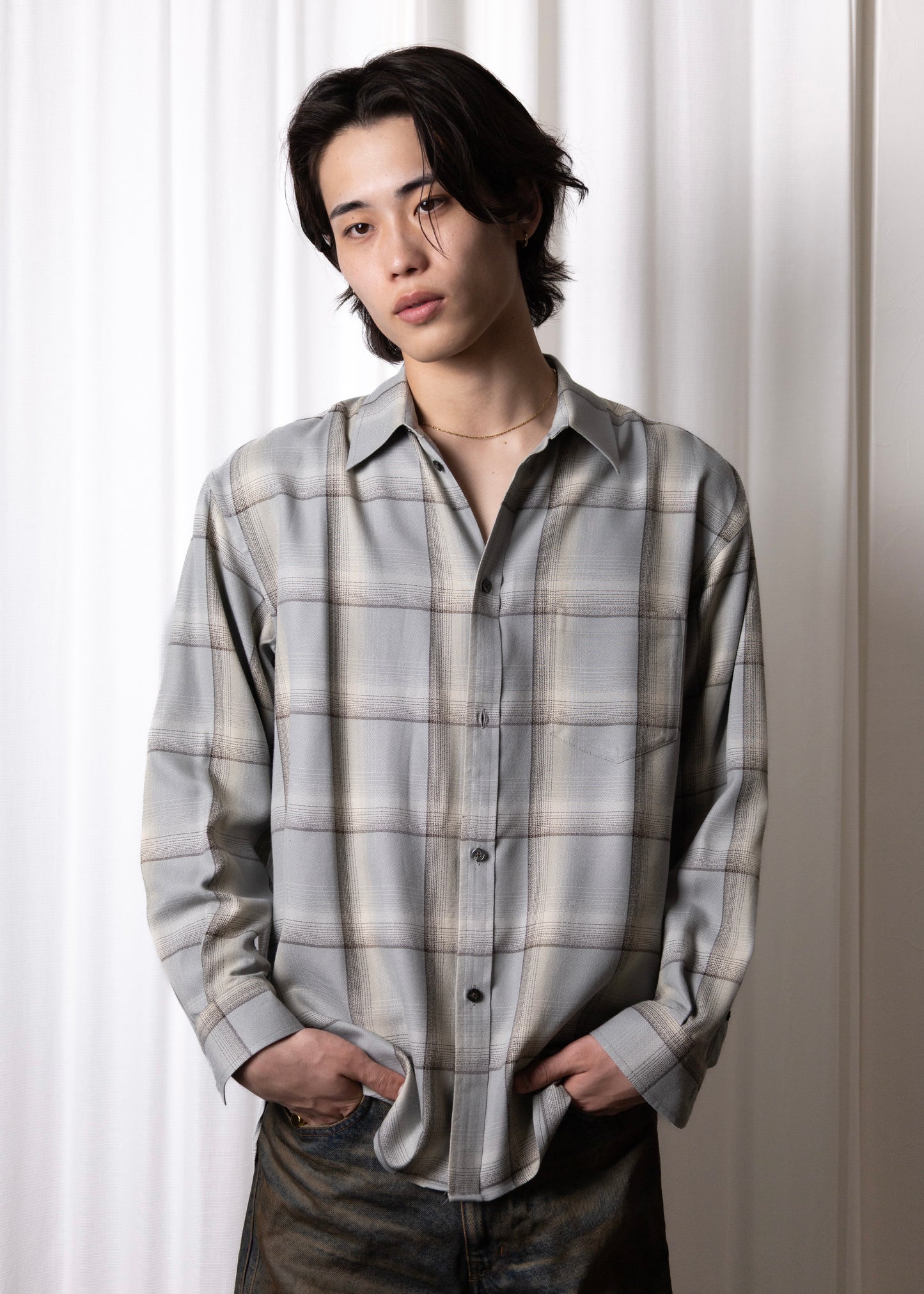 [SUGARHILL] OMBRE PLAID SHIRTS LOOSE FIT