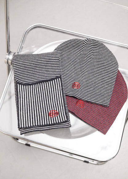 [SOL soonerorlater] KNITTED BORDER SCARF