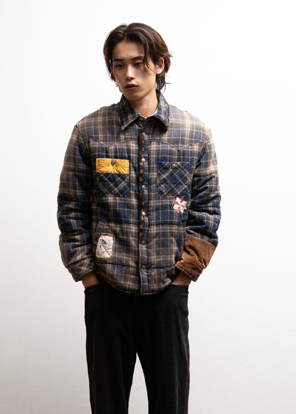 [KHOKI] Vintage-effect Checked Puffer