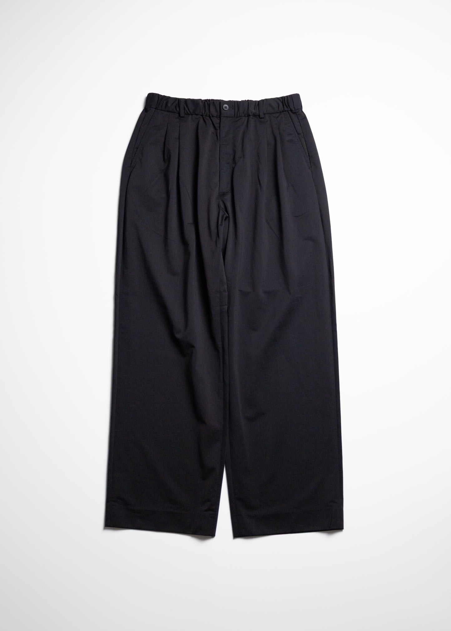KANEMASA PHIL. 36G Nylon Tuck Easy Pants ナイロン パンツ 正面 BLACK