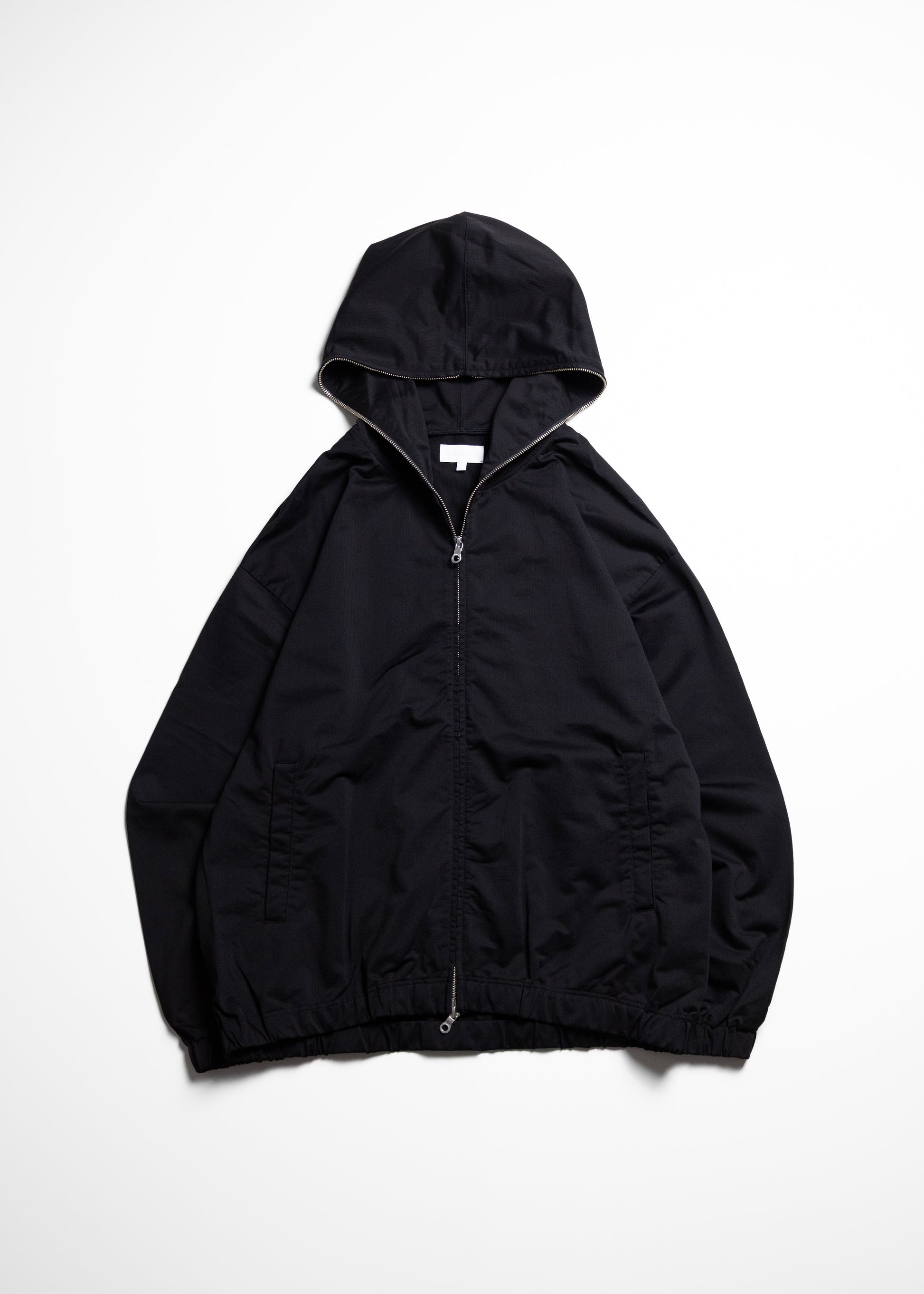 KANEMASA PHIL. 36G Nylon Hoodie ナイロン フーディー 正面 BLACK