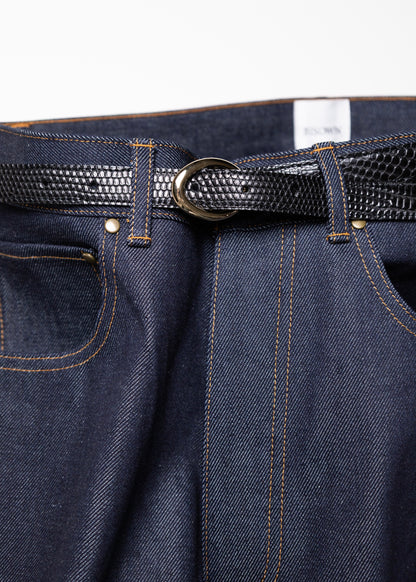 [BISOWN] LIZARD OVAL BELT