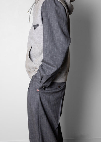 [KHOKI] Pleated Stripe Summer Wool Pants