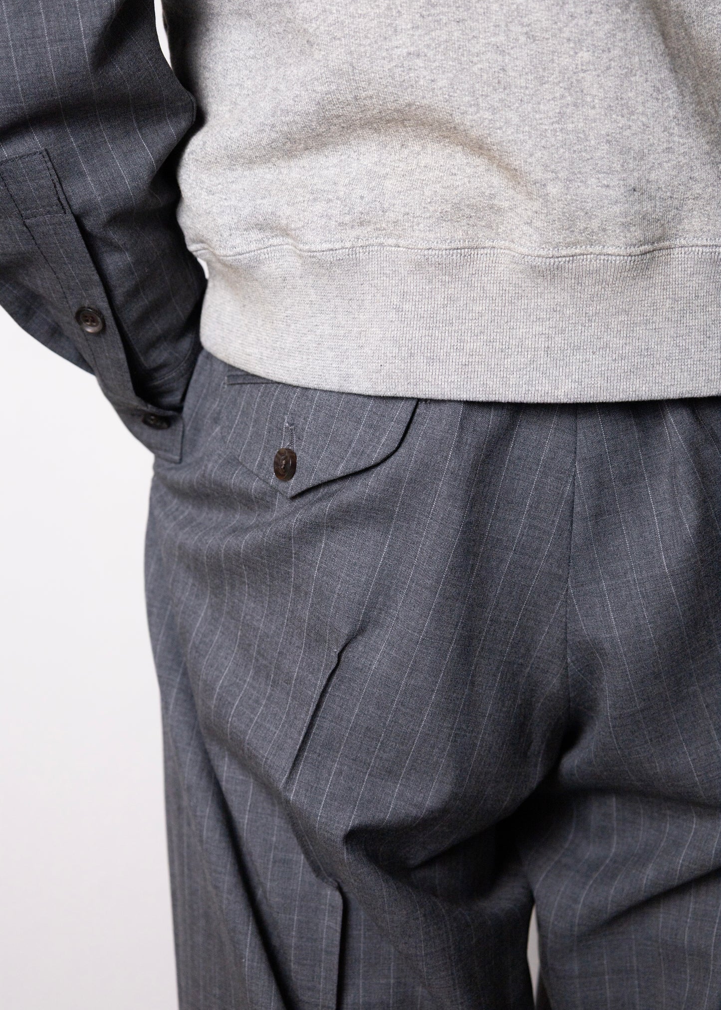 [KHOKI] Pleated Stripe Summer Wool Pants