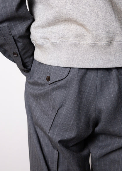 [KHOKI] Pleated Stripe Summer Wool Pants