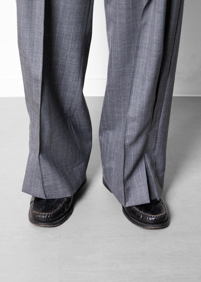 [KHOKI] Pleated Stripe Summer Wool Pants