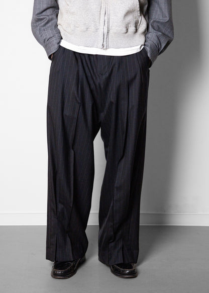 [KHOKI] Pleated Stripe Summer Wool Pants