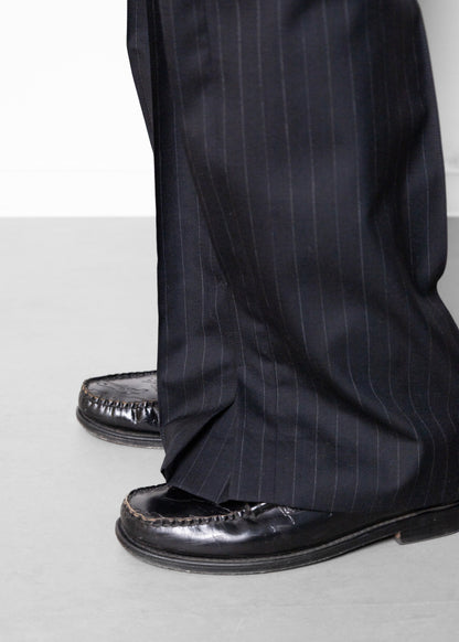 [KHOKI] Pleated Stripe Summer Wool Pants