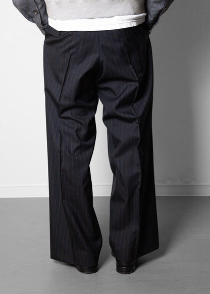 [KHOKI] Pleated Stripe Summer Wool Pants