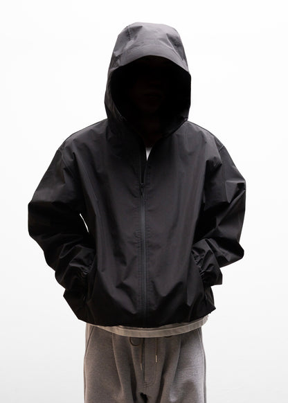 ES.1 Nylon Parka ナイロン シェルパーカー 正面 BLACK 着用 175cm SIZE M