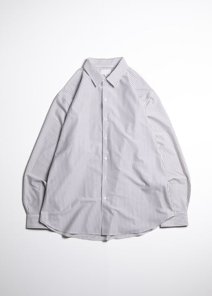 KANEMASA PHIL. 46G Stripe Atmosphere Shirt シャツ ストライプ 正面 PS BLACK