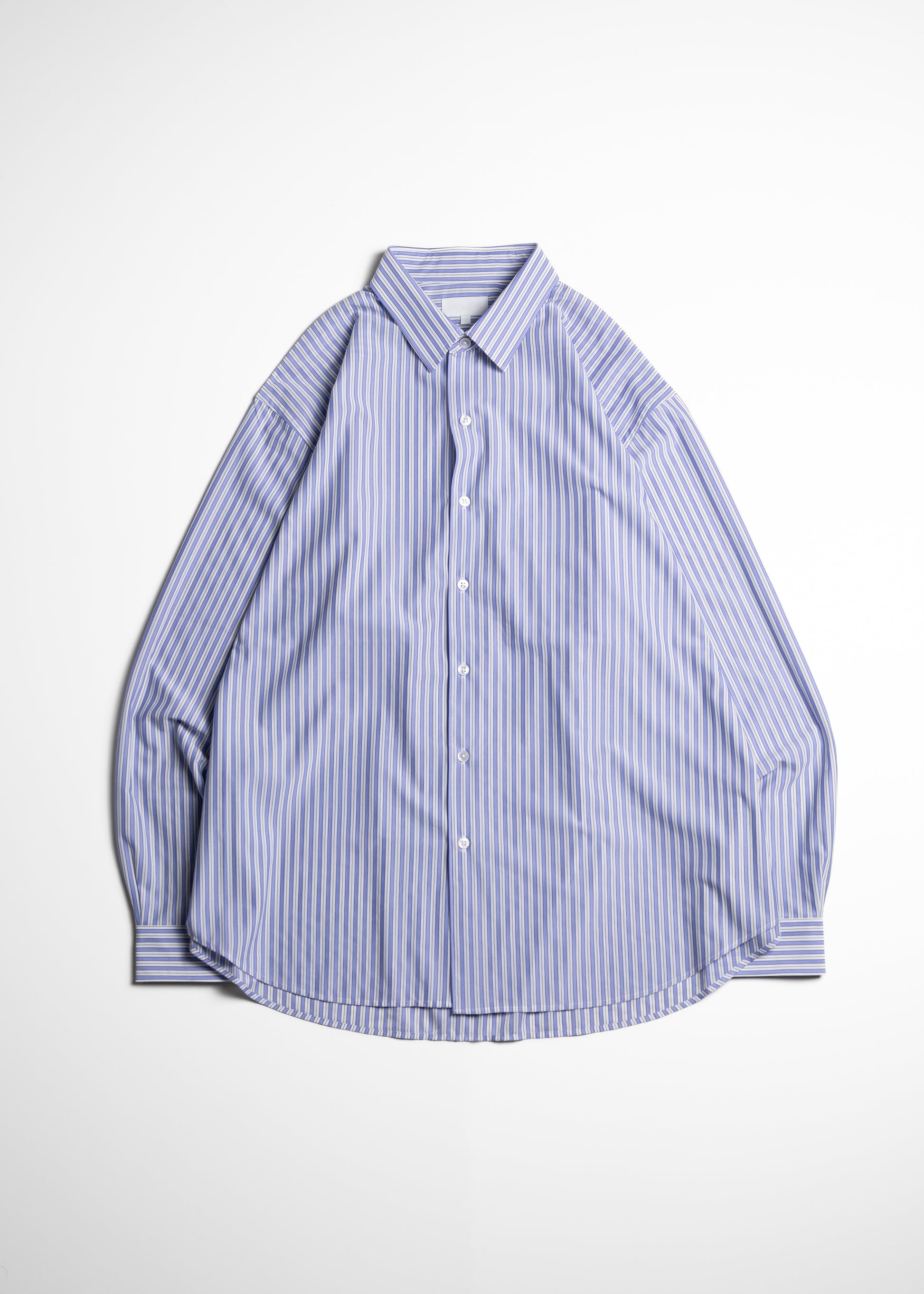 KANEMASA PHIL. 46G Stripe Atmosphere Shirt シャツ ストライプ 正面 SAX BLACK