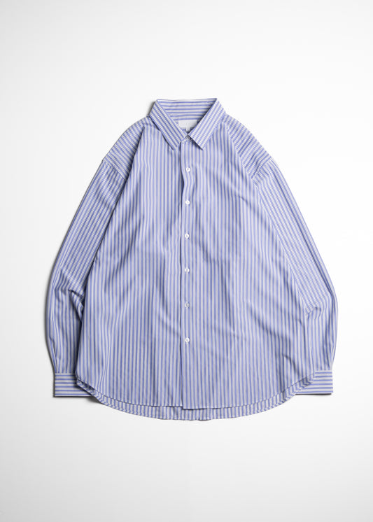 KANEMASA PHIL. 46G Stripe Atmosphere Shirt シャツ ストライプ 正面 SAX BLACK