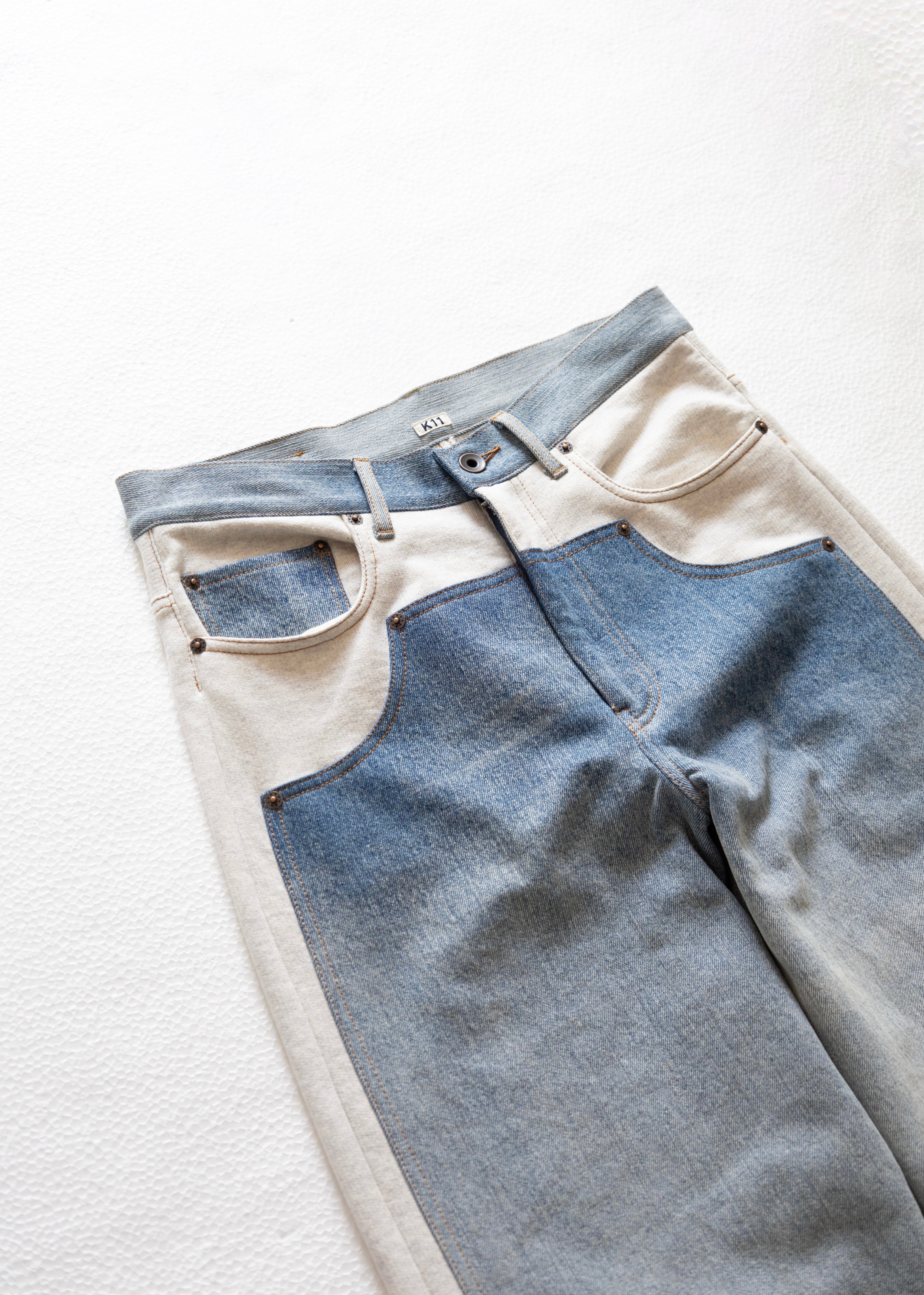 通販] KHOKI（コッキ） Denim patched sweat pants – process