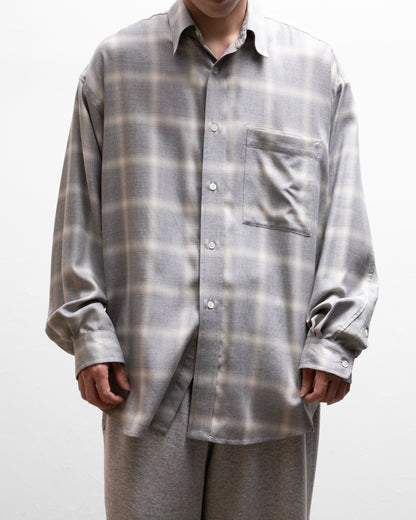 ROTOL Ombre Wide Shirt for process シャツ オンブレチェック 正面 別注 着用 175cm SIZE 2