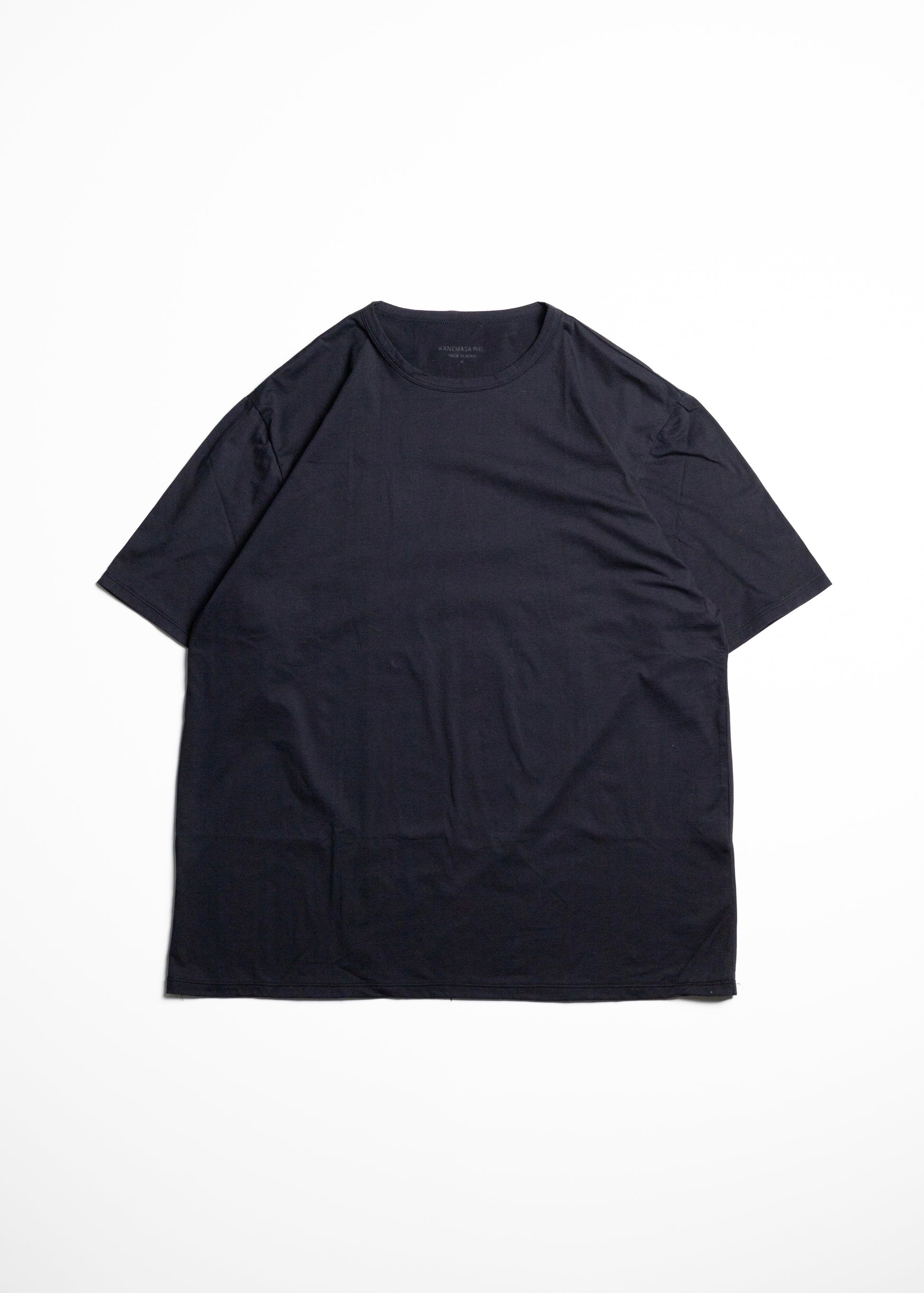 KANEMASA PHIL. 46G Cotton Thin Pack Tee Tシャツ コットン 正面 BLACK