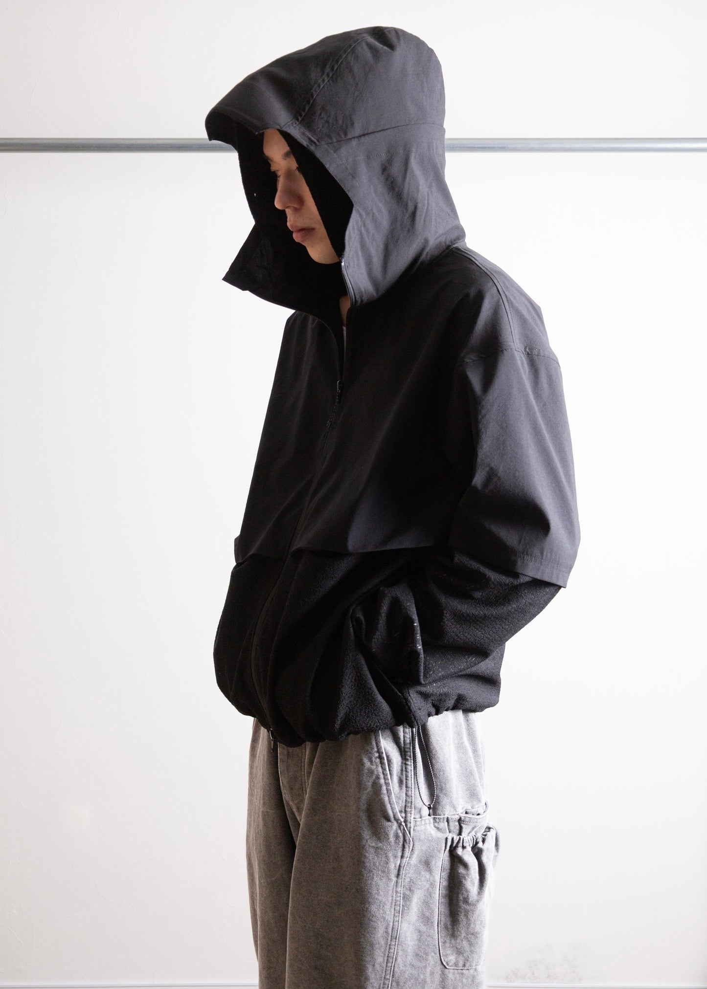 PASTOR NOVA DUAL-LAYER HOODED JACKET ナイロンジャケット メッシュ 正面 着用 175cm SIZE2