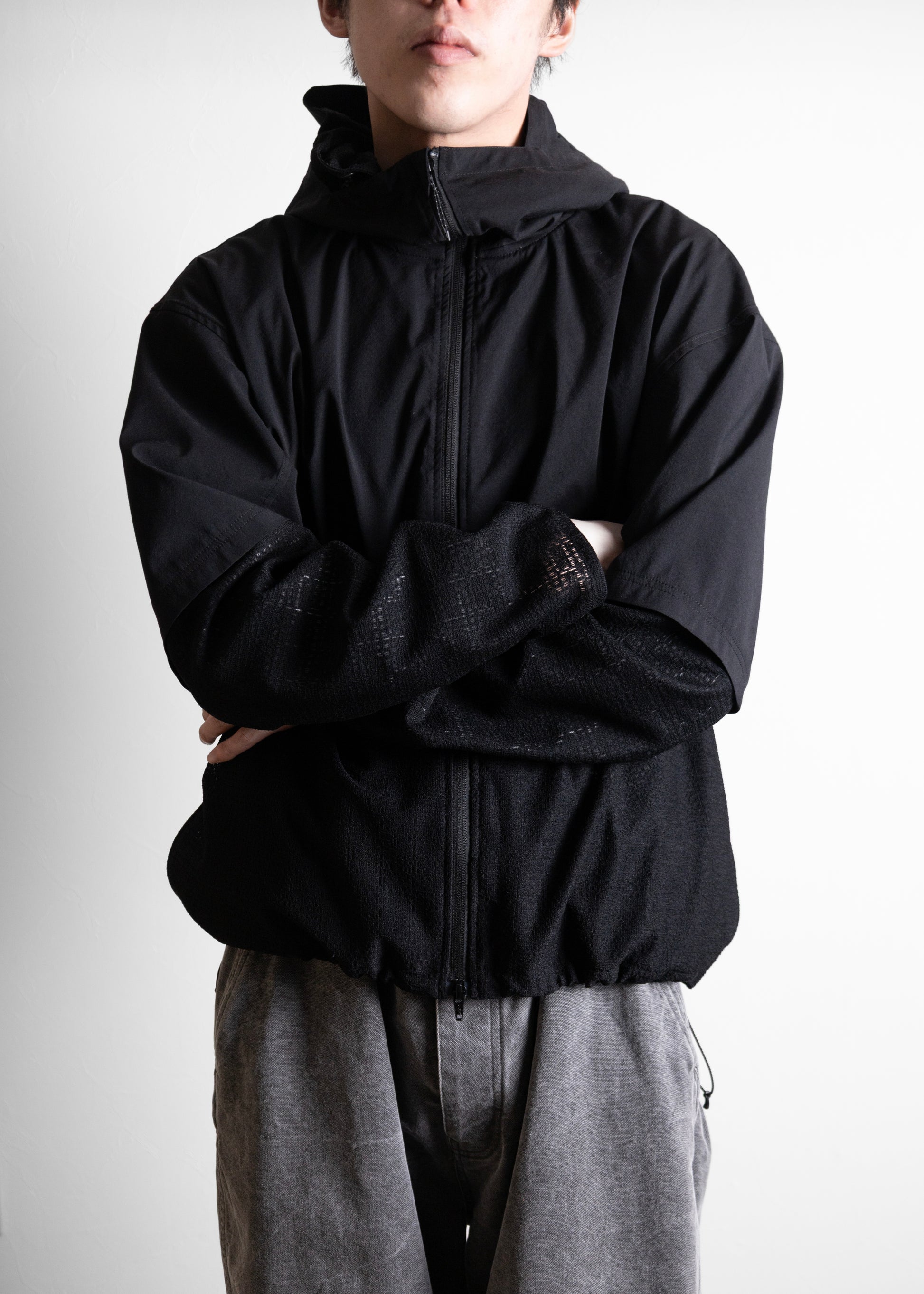 PASTOR NOVA DUAL-LAYER HOODED JACKET ナイロンジャケット メッシュ 正面 着用 175cm SIZE2