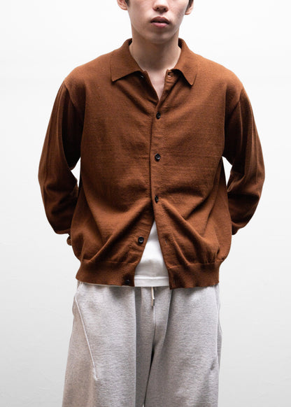 ROTOL Cashmere Blend Knit Shirt ニット シャツ 正面 BROWN 着用 175cm SIZE 2