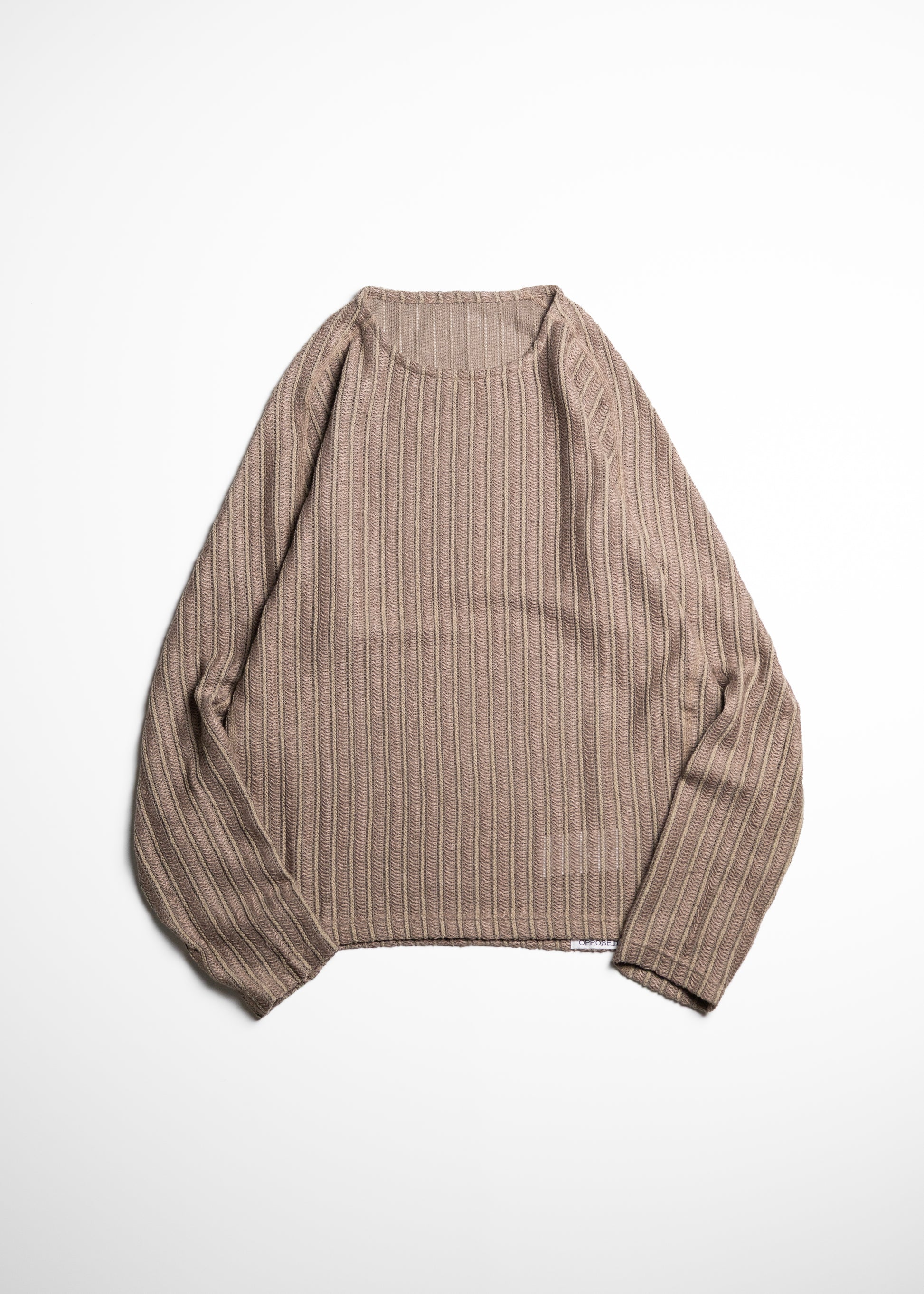 OPPOSE DUALITY Long Sleeve T-shirts Wave ロンT メッシュ ベージュ  正面 