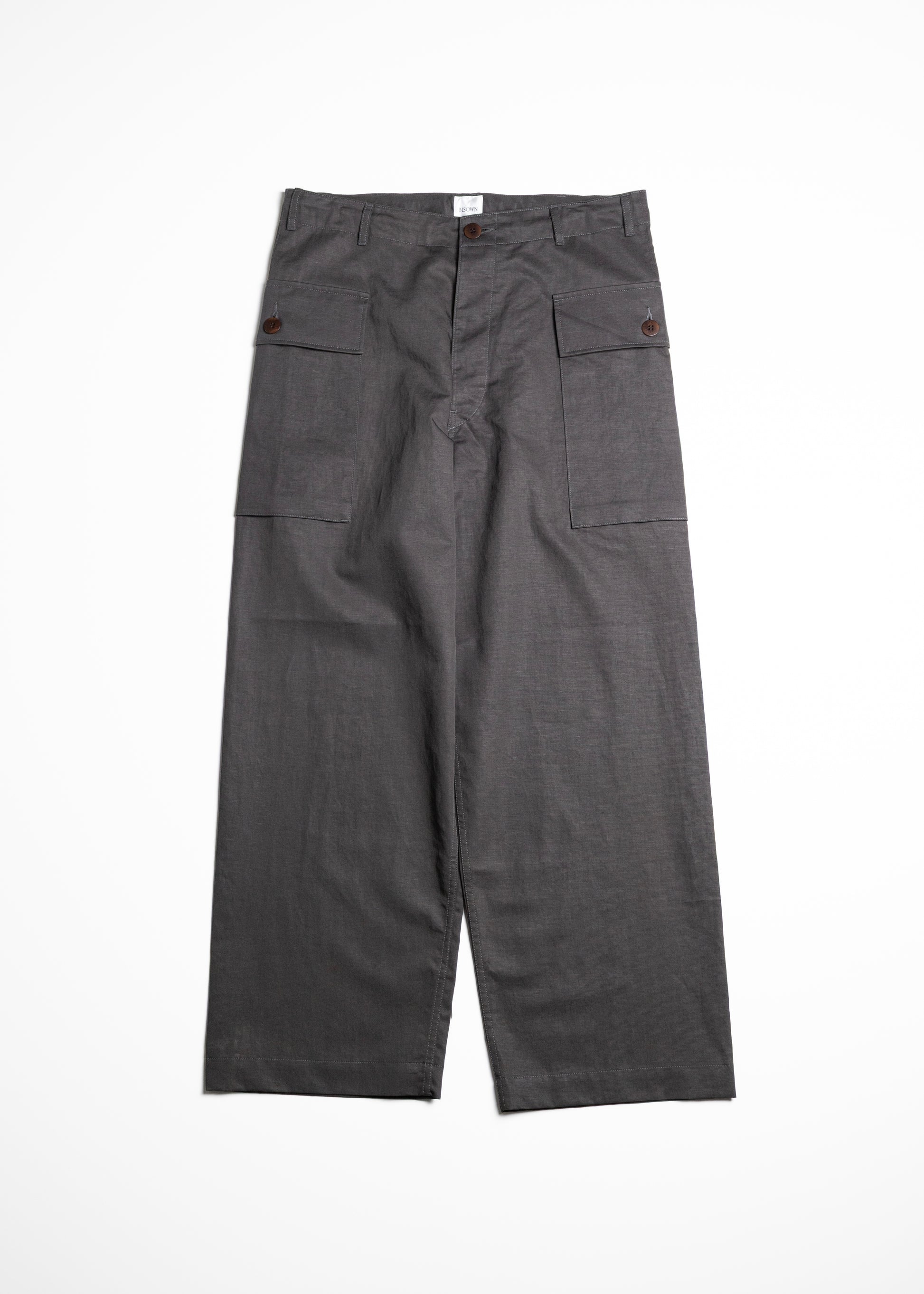 BISOWN COTTON LINEN M43 TROUSERS カーゴパンツ コットンリネン グレー 正面