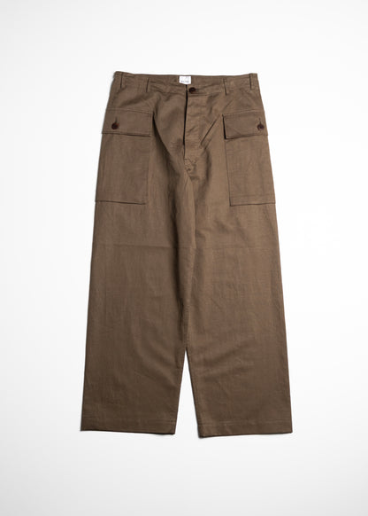 BISOWN COTTON LINEN M43 TROUSERS カーゴパンツ コットンリネン オリーブ 正面
