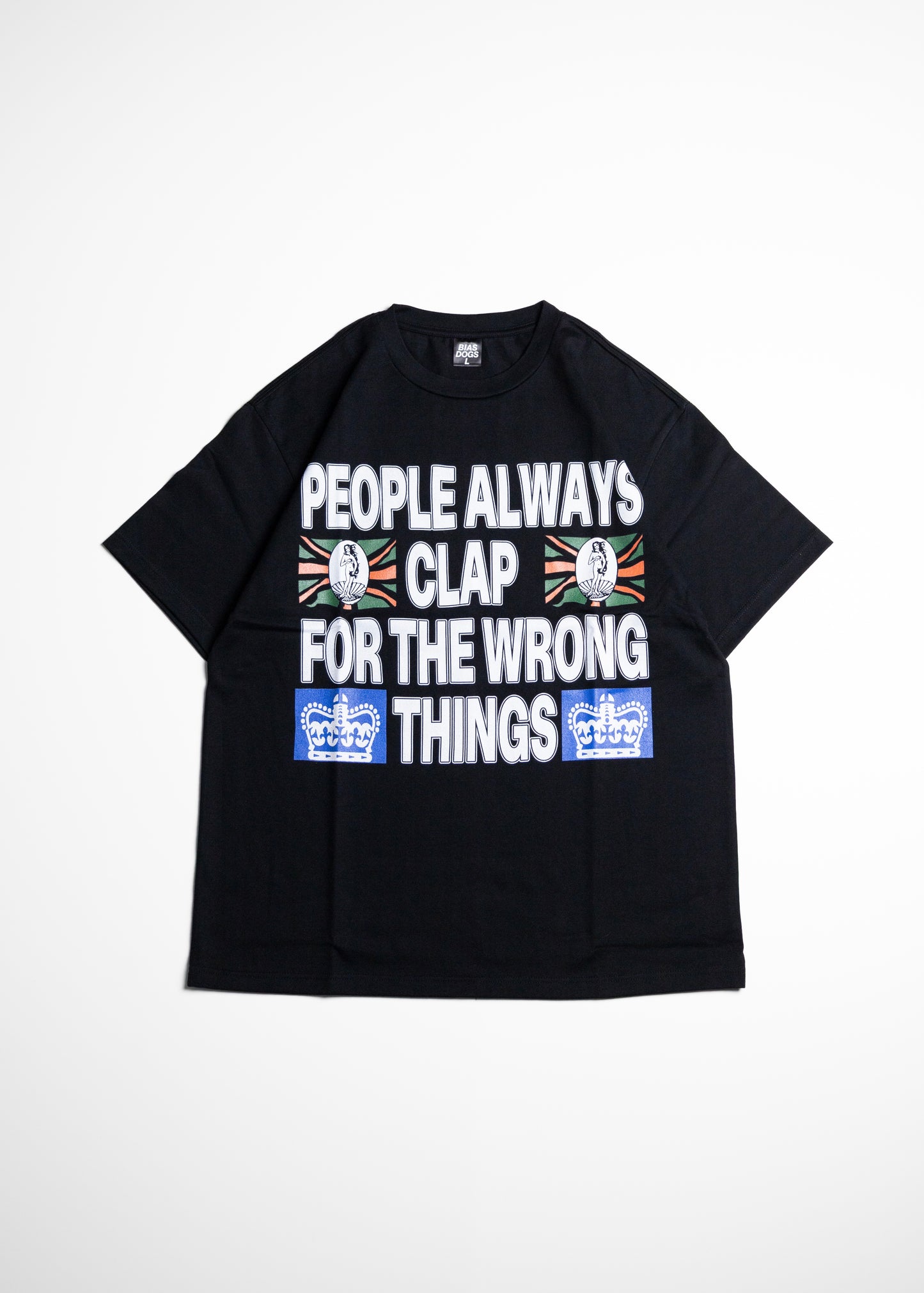 BIAS DOGS NAPPY Tシャツ ブラック 正面 