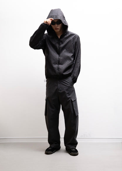 ryaw Inverted Pleat SHELL ナイロン シェル ブラック 正面. 着用モデル SIZE3