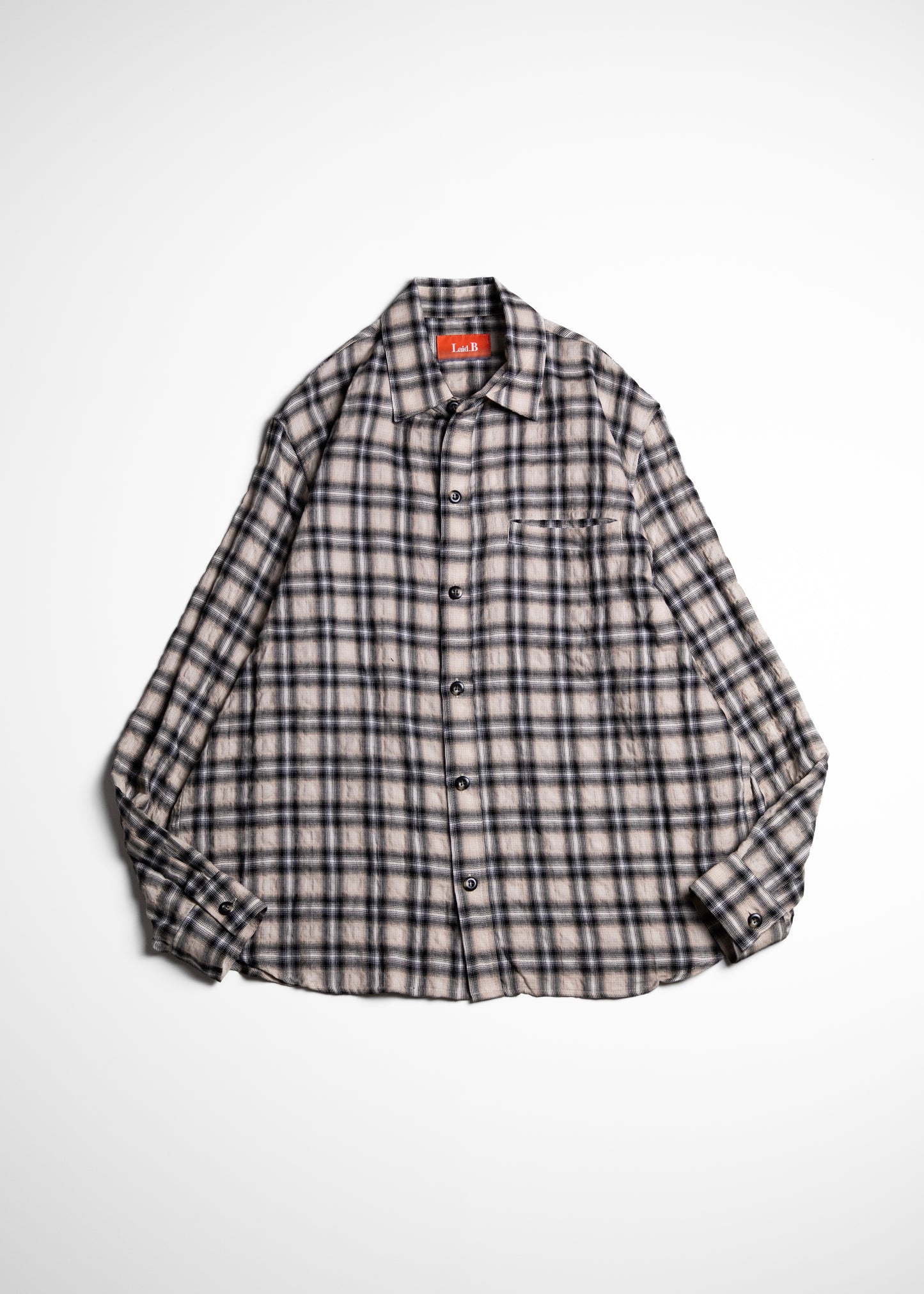 Laid.B Wet Rag Check Shirts チェックシャツ ベージュ 正面
