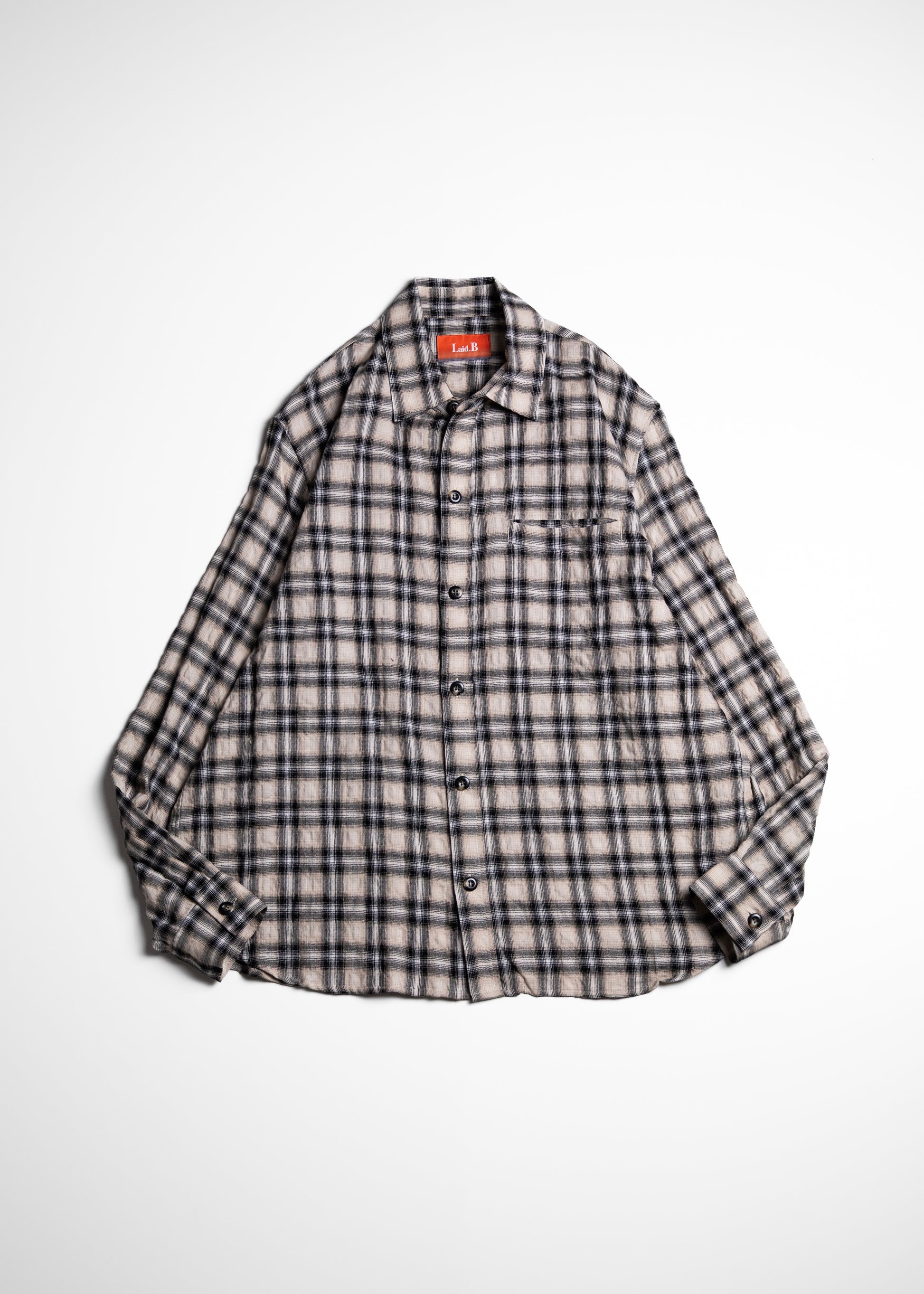 Laid.B Wet Rag Check Shirts チェックシャツ ベージュ 正面