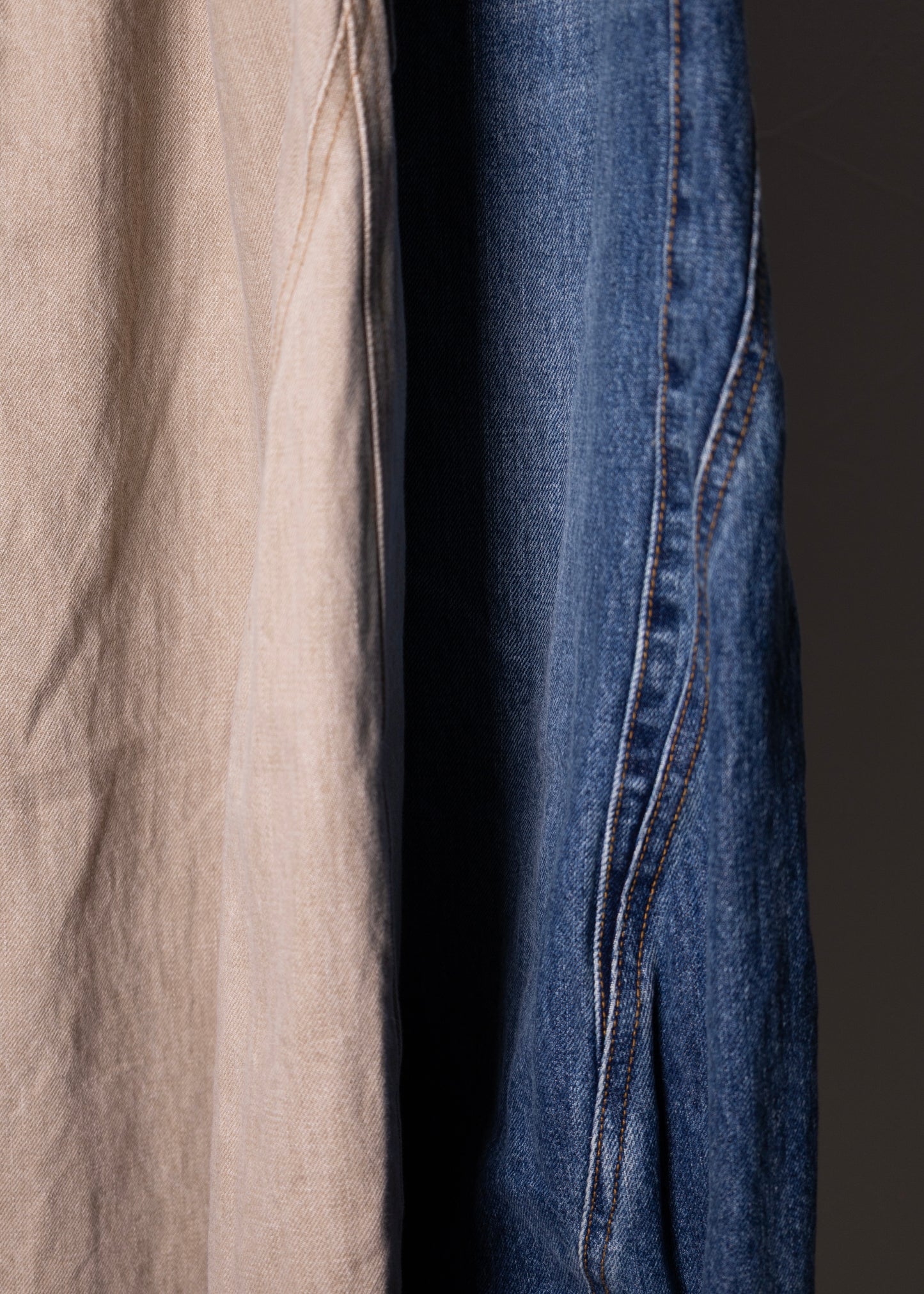 [KHOKI] 3D cutting denim pants
