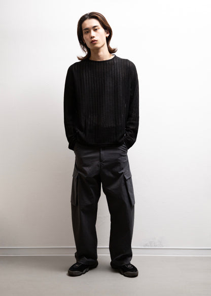OPPOSE DUALITY Long Sleeve T-shirts Wave ロンT メッシュ ブラック  全身 着用モデル SIZE 46