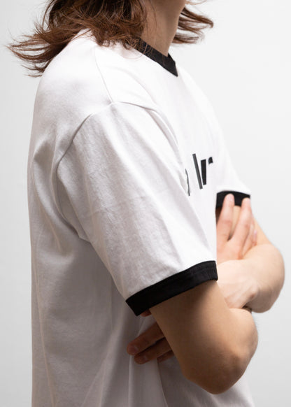 CABARET POVAL Sad Lover Ringer Tシャツ リンガー ネイビー 側面 着用モデル 180cm SIZE M