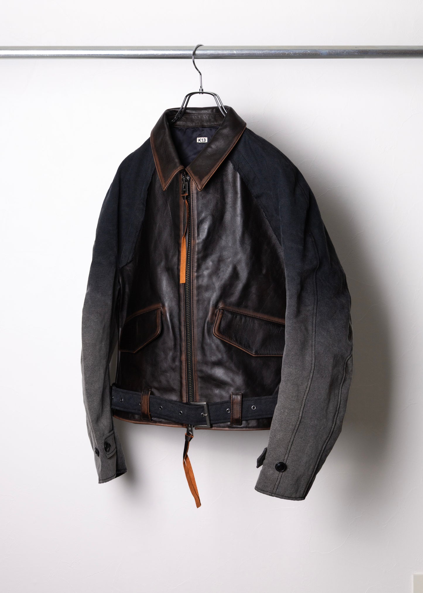 [KHOKI] Vintage-effect leather jacket