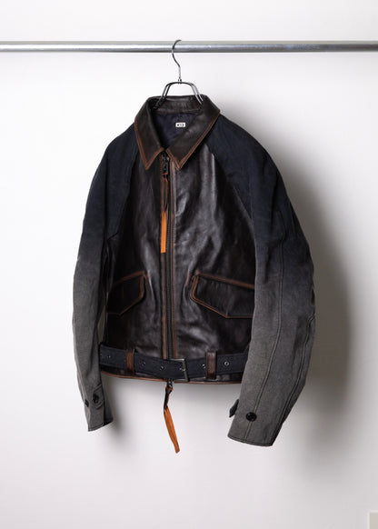 [KHOKI] Vintage-effect leather jacket