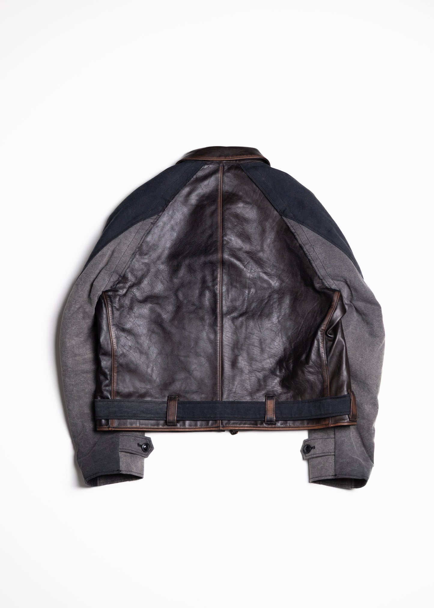 [KHOKI] Vintage-effect leather jacket