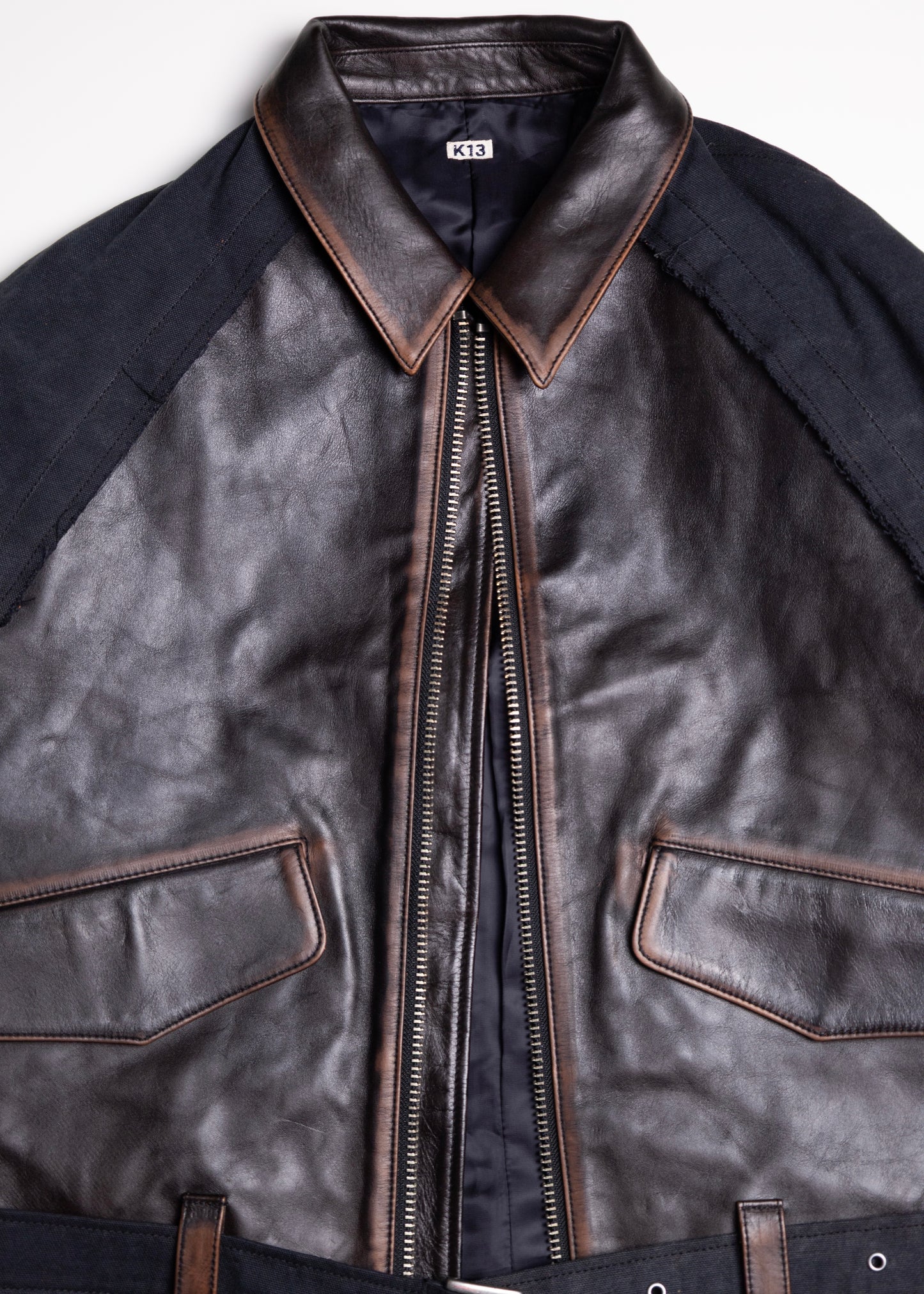 [KHOKI] Vintage-effect leather jacket