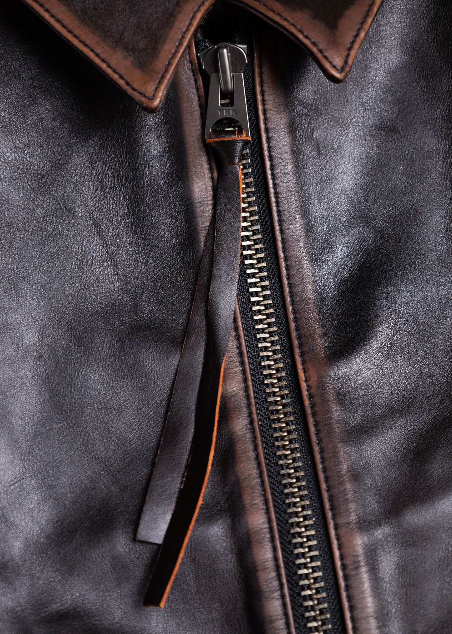 [KHOKI] Vintage-effect leather jacket