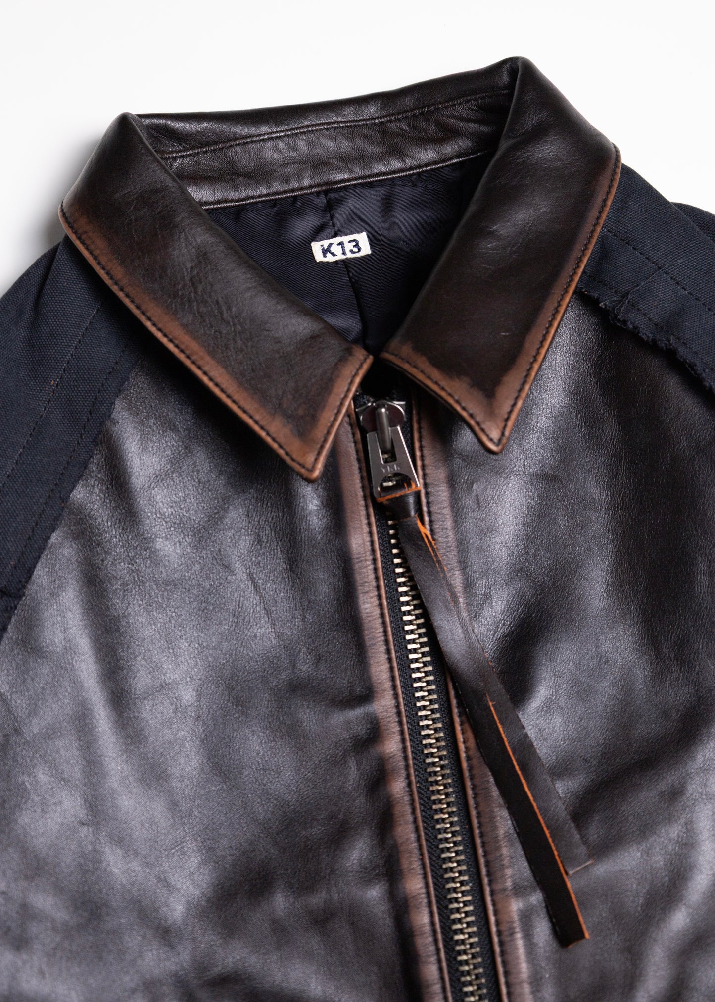 [KHOKI] Vintage-effect leather jacket
