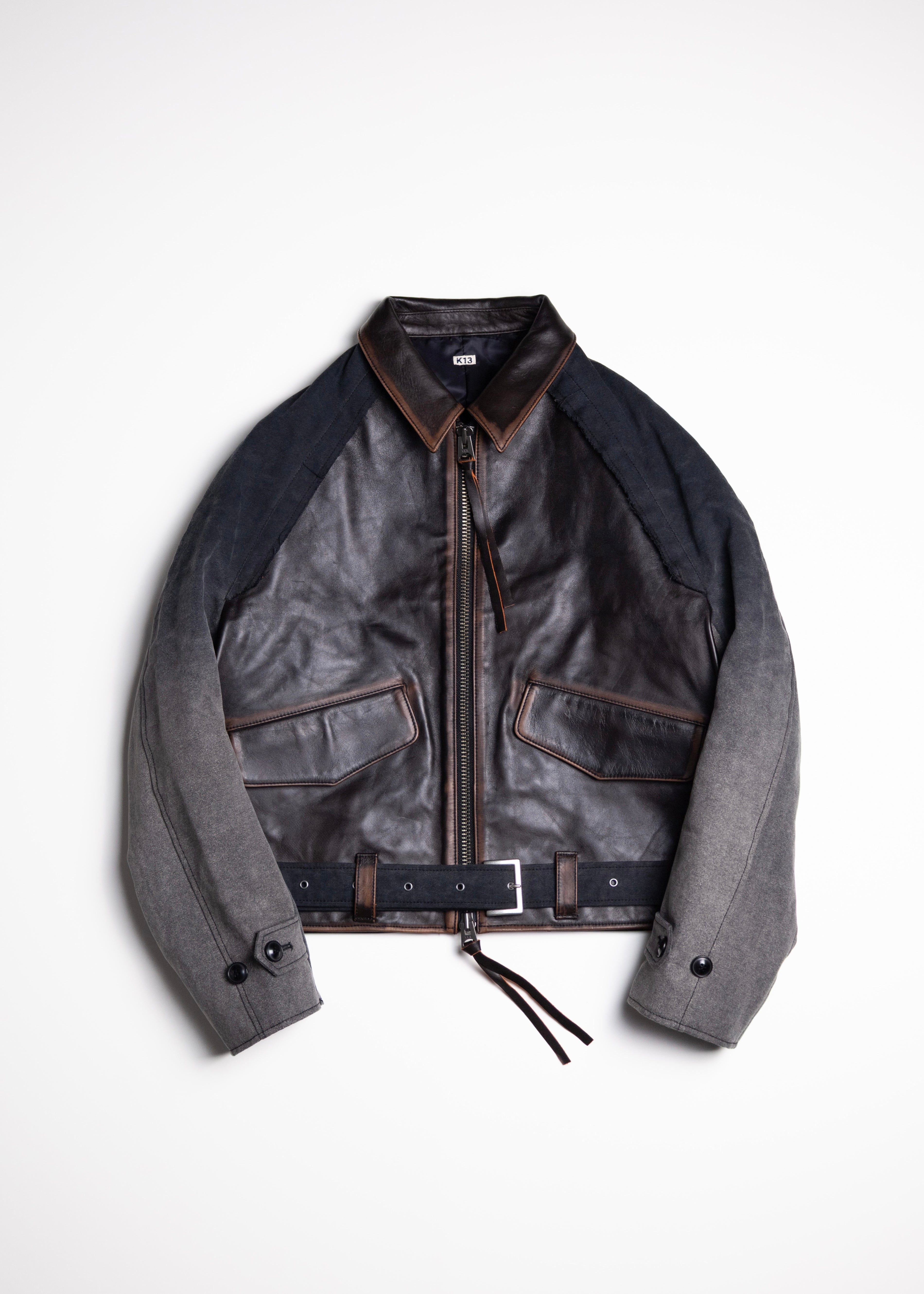 KHOKI （コッキ）Vintage-eﬀect leather jacket – process