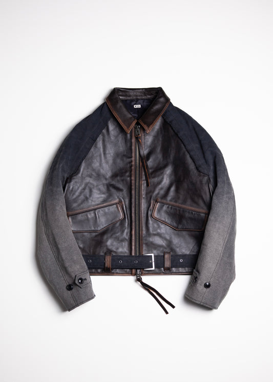 [KHOKI] Vintage-effect leather jacket