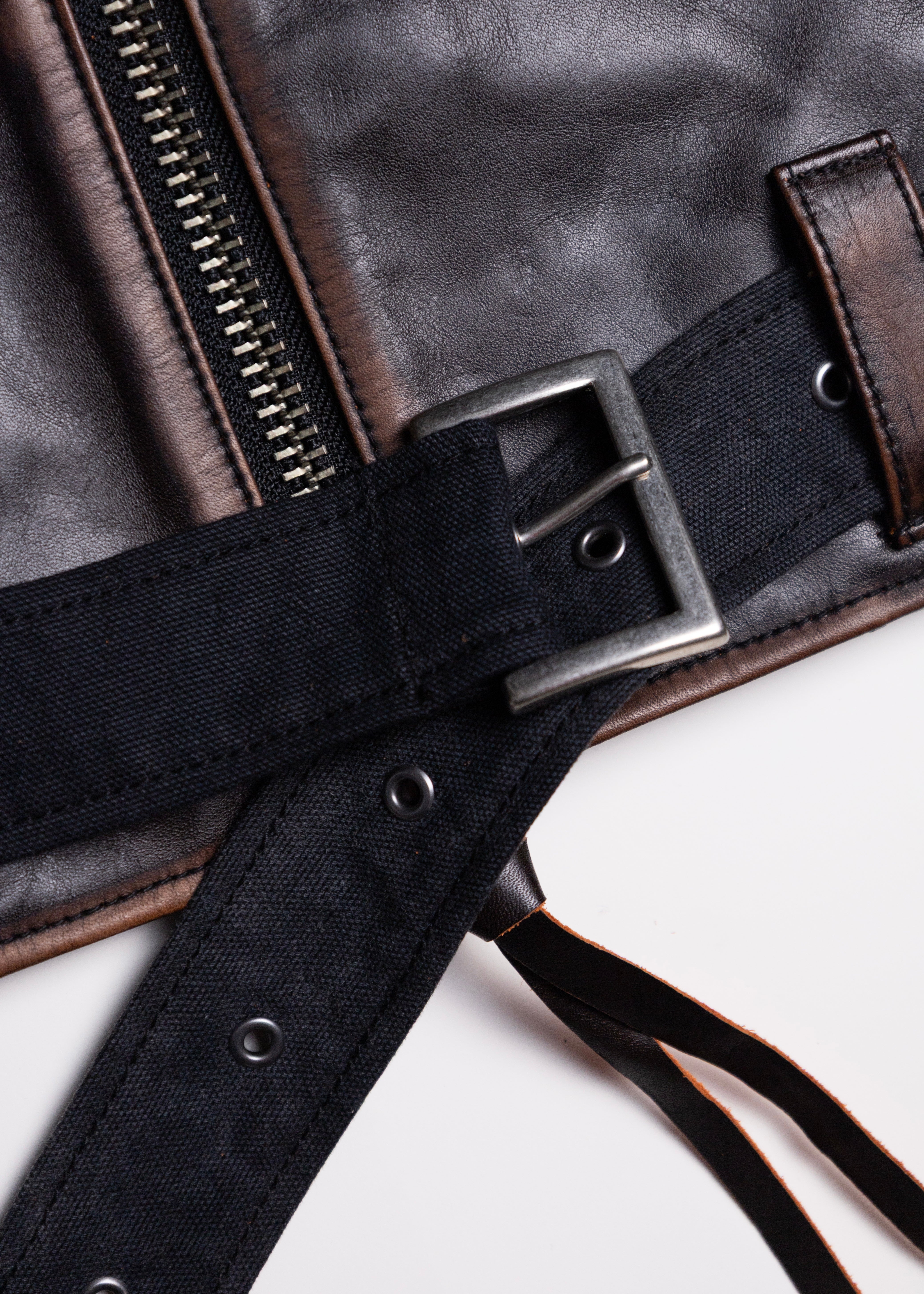 KHOKI （コッキ）Vintage-eﬀect leather jacket – process
