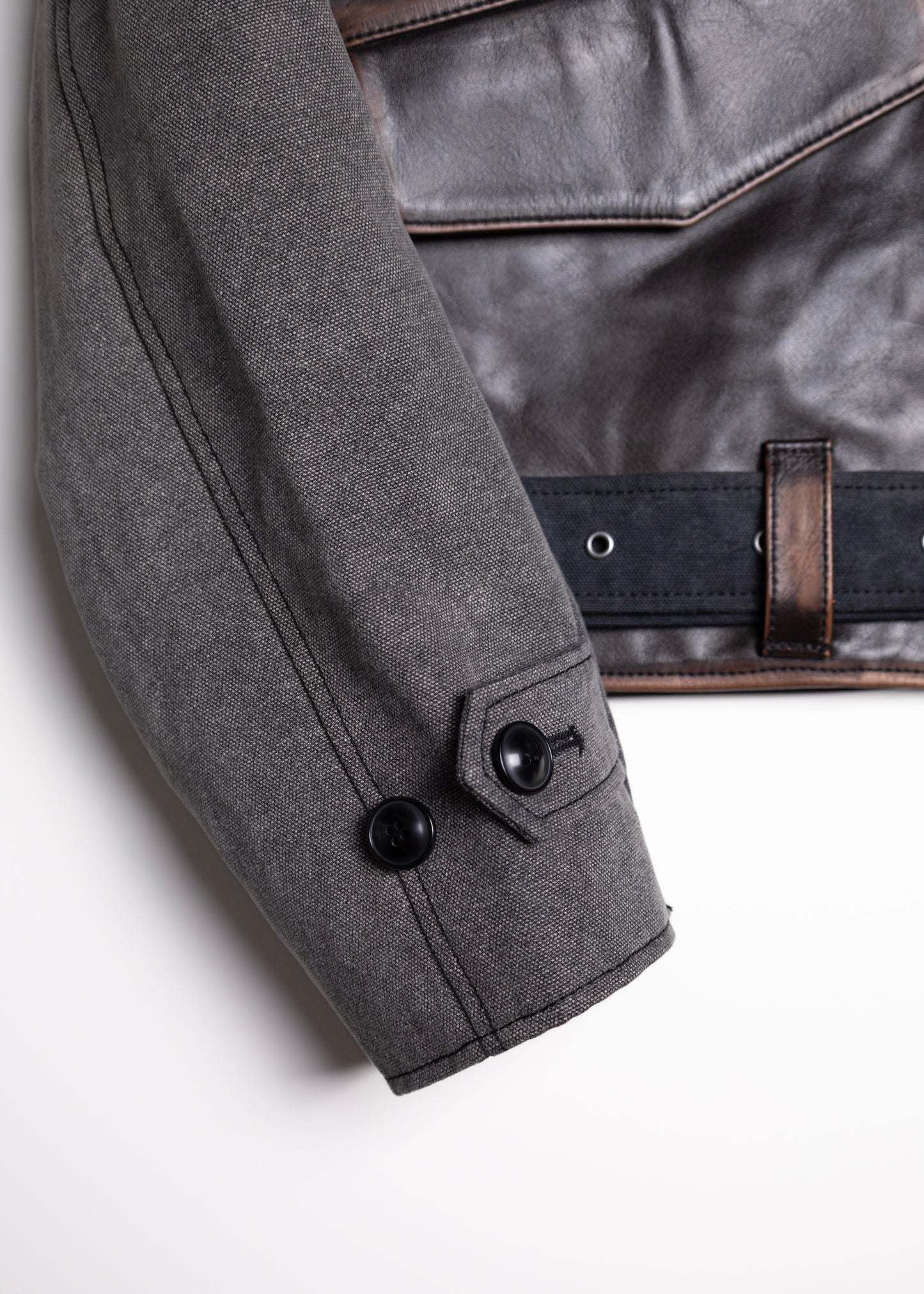 [KHOKI] Vintage-effect leather jacket